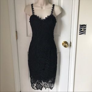 Beautiful black lace spaghetti strap midi dress
